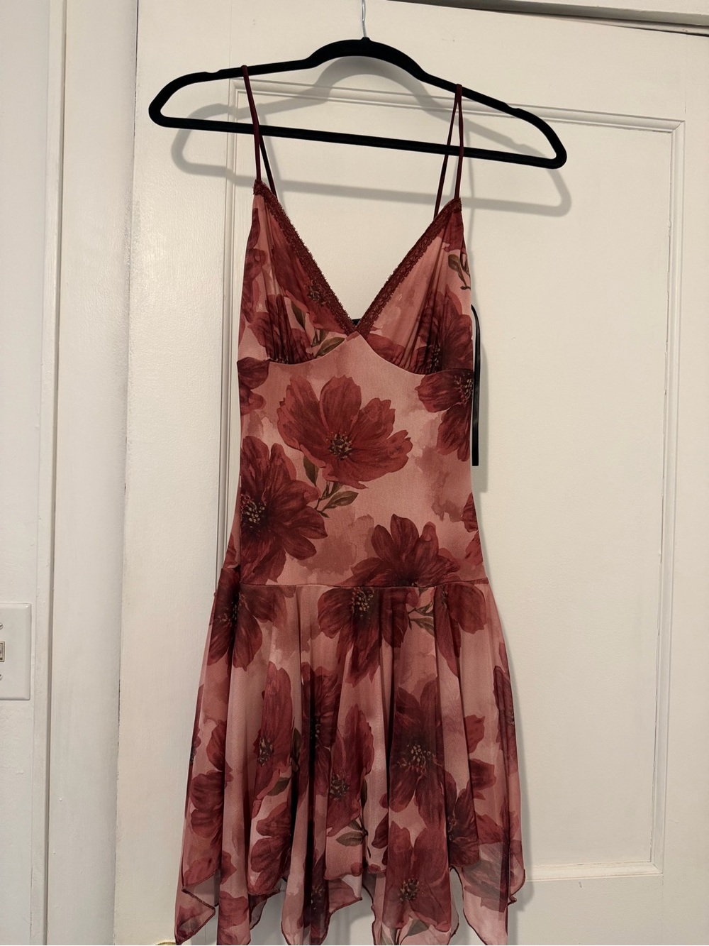 Windsor Rose Floral Slip Dress in Dusty Rose and Burgundy